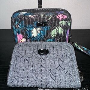 Lug Set of 2 Rodeo Wallets EUC Heather Grey & Bloom Black